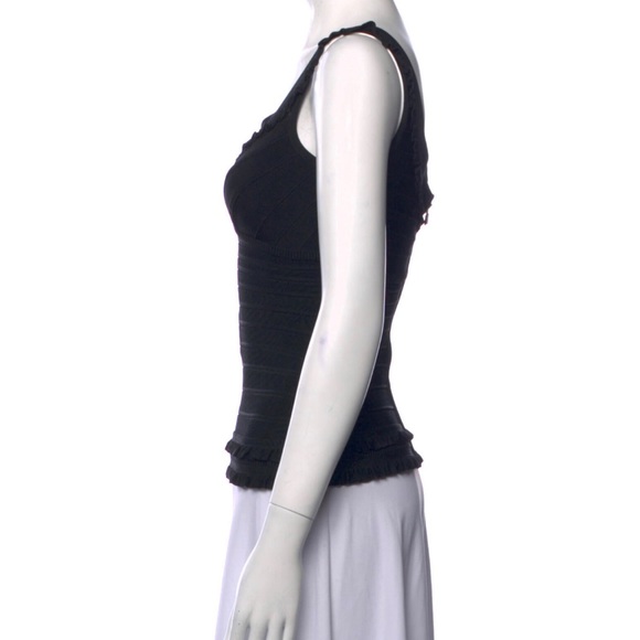 Herve leger susana black bandage ruffle top size small - Picture 3 of 6